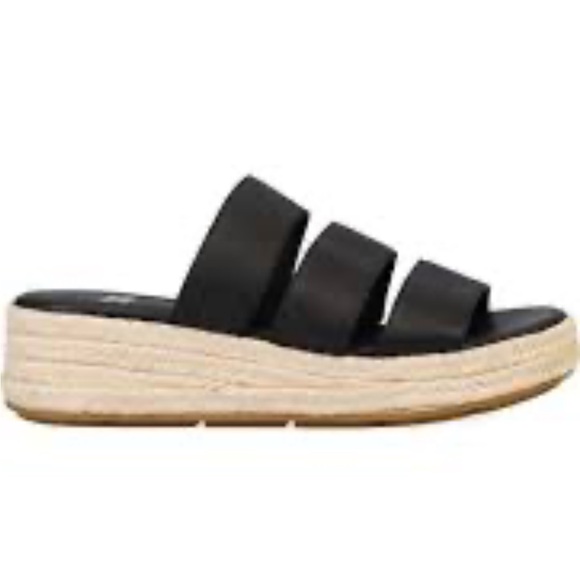 Eileen Fisher Shoes - NEW Eileen Fisher Mayla Espadrille Platform Slides Sandal Black | Jute | Size 8